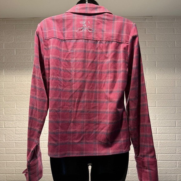 Christopher & Banks Plaid Zip Up Embroidered Top Womens Small S Stretch - Picture 7 of 7